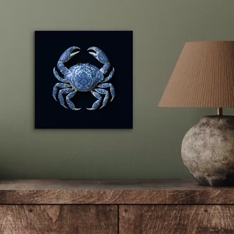 Krab - Delfts blauw - Dieren aluminium wit klein -sfeer2