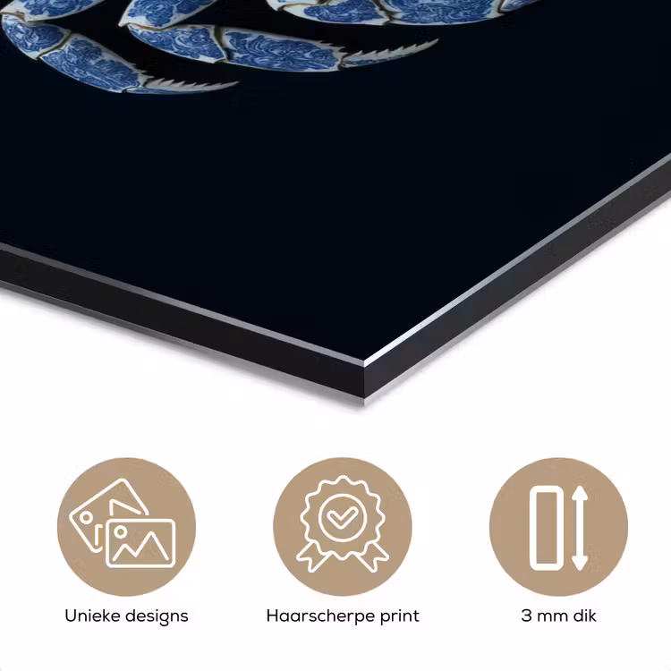 Krab - Delfts blauw - Dieren aluminium wit klein -closeup_NL