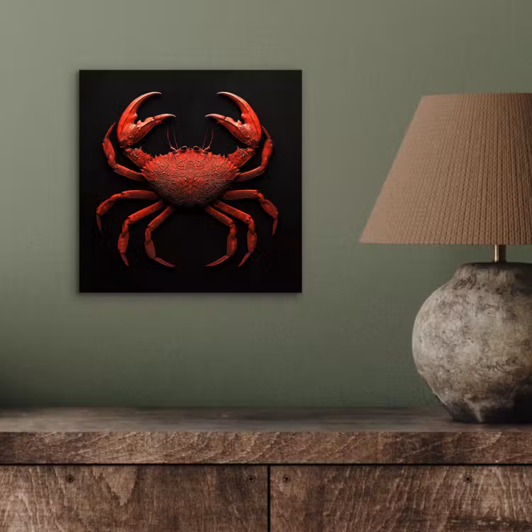 Krab - Rood - Vissen - Schaaldieren aluminium wit klein -sfeer2