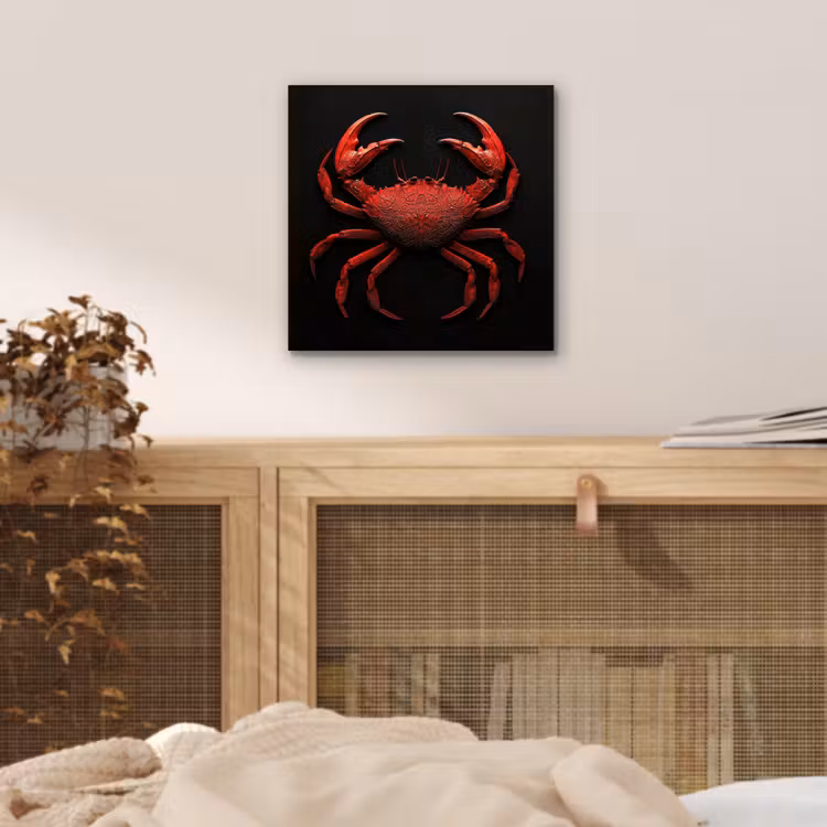 Krab - Rood - Vissen - Schaaldieren aluminium wit klein -sfeer3