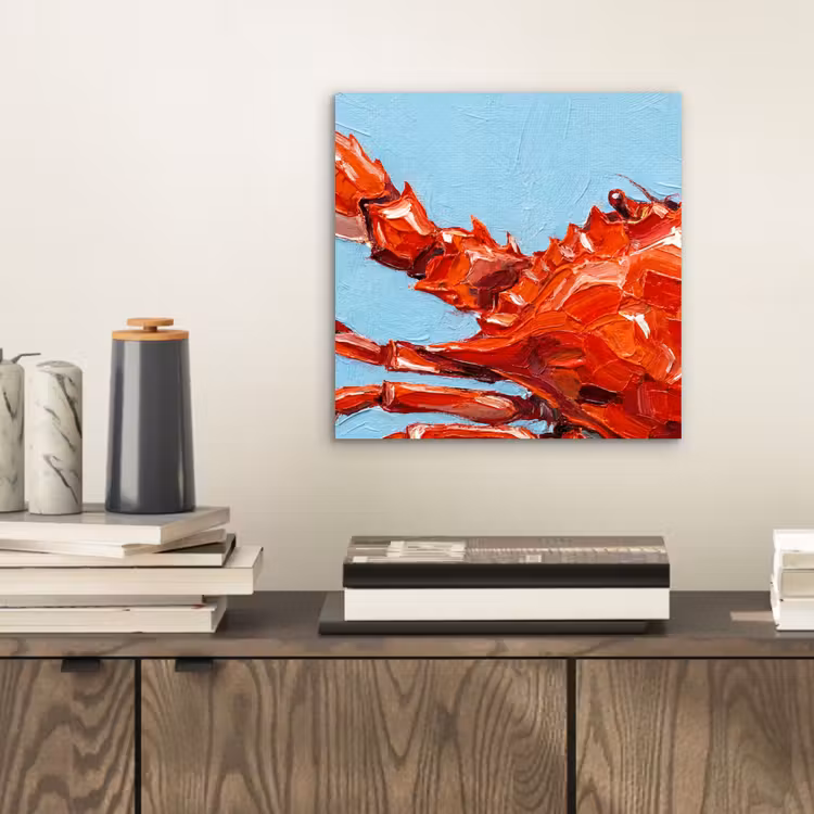 Krab - Zee - Dieren - Abstract - Rood aluminium wit klein -sfeer1