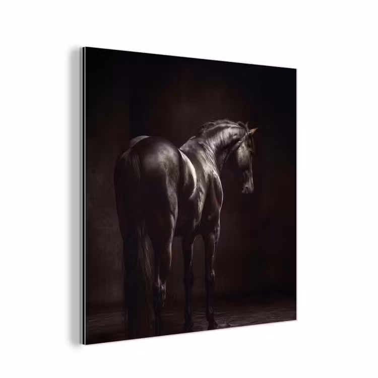 Krachtig - Paard - Donker aluminium wit klein -3d