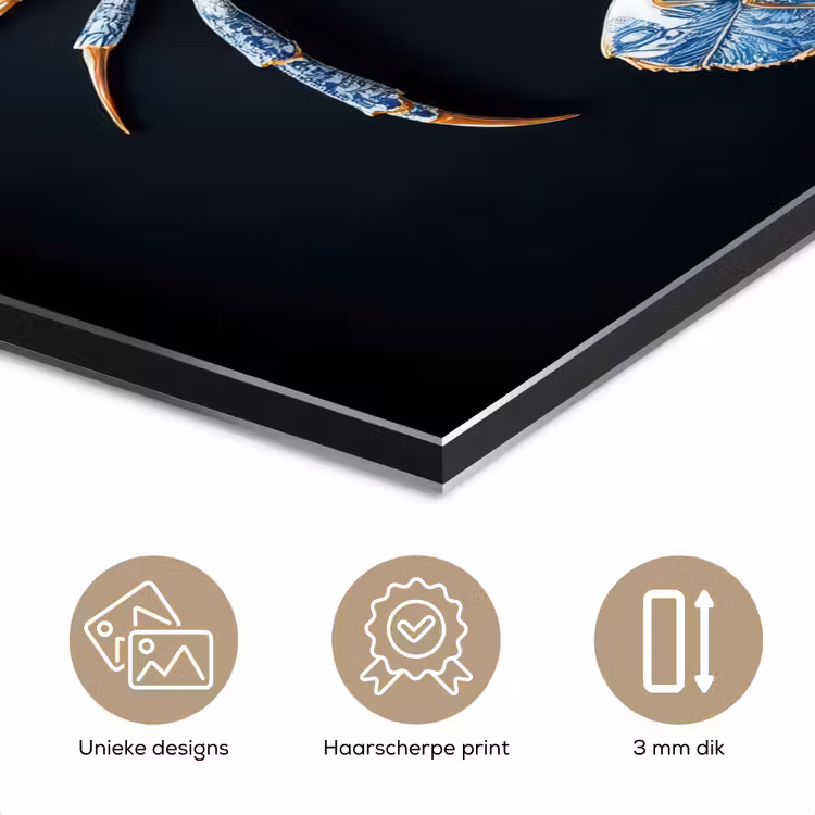 Kreeft - Delftsblauw - Schild - Stoer aluminium wit klein -closeup_NL