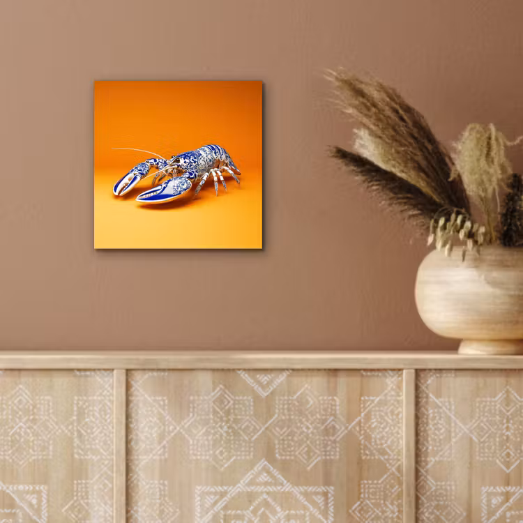 Kreeft - Delftsblauw - Schild - Stoer - Oranje aluminium wit klein -sfeer4
