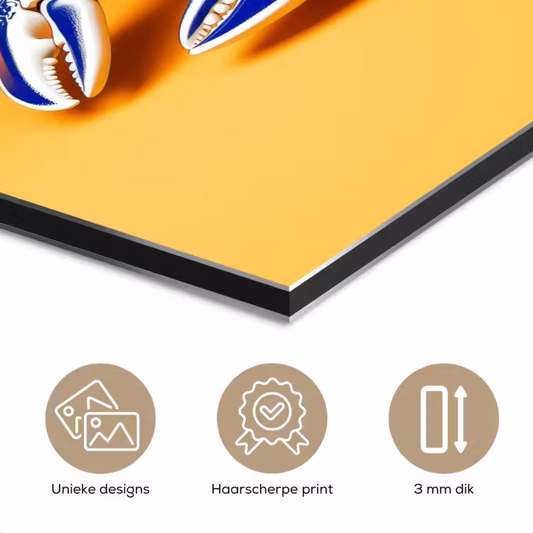 Kreeft - Delftsblauw - Schild - Stoer - Oranje aluminium wit klein -closeup_NL