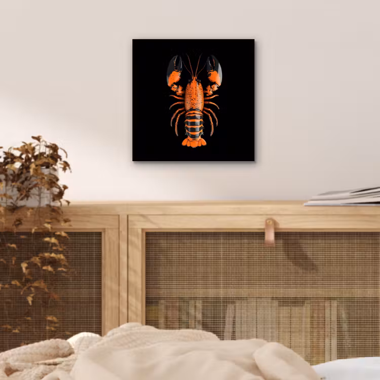 Kreeft - Oranje - Zwart - Modern aluminium wit klein -sfeer3