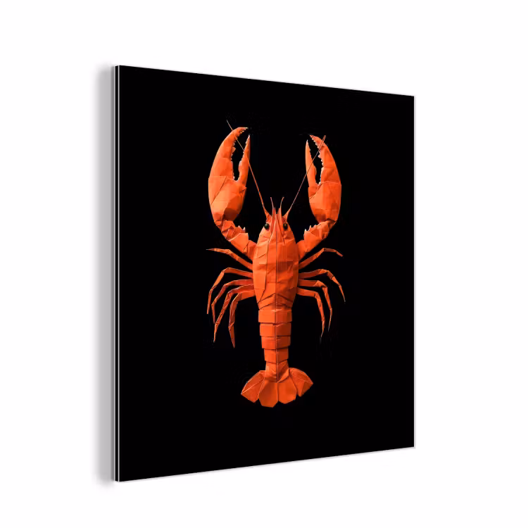 Kreeft - Papier - Origami papier - Rood aluminium wit klein -3d