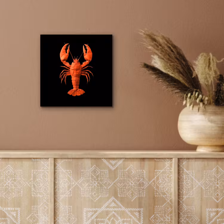 Kreeft - Papier - Origami papier - Rood aluminium wit klein -sfeer4
