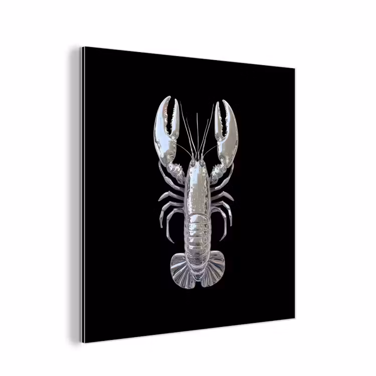 Kreeft - Zilver - Metallic - Luxe aluminium wit klein -3d