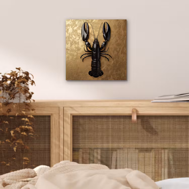 Kreeft - Zwart - Goud - Luxe aluminium wit klein -sfeer3