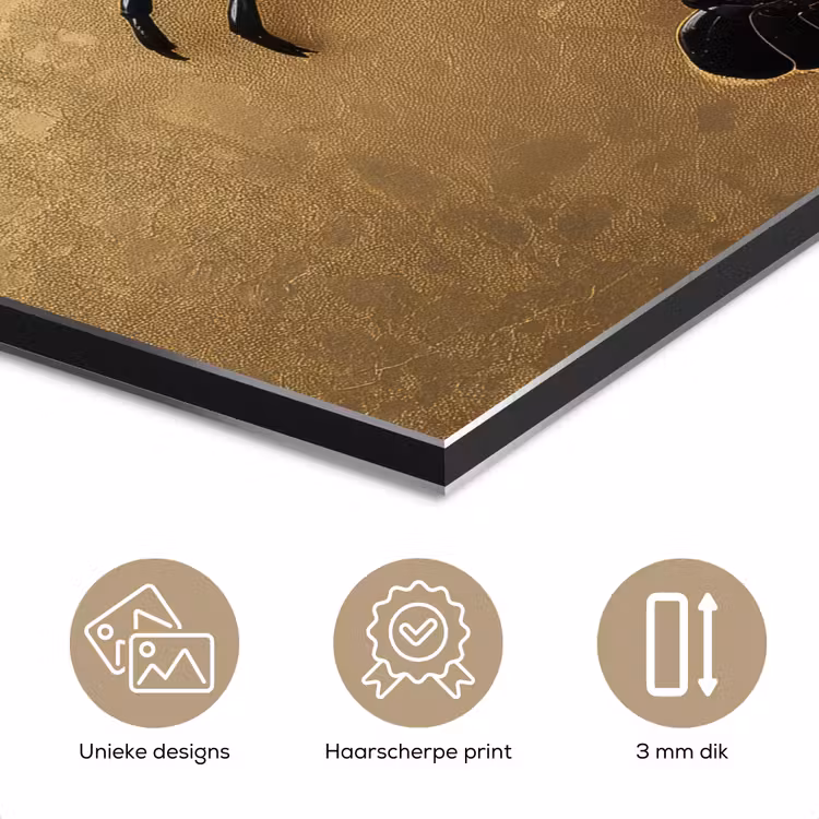 Kreeft - Zwart - Goud - Luxe aluminium wit klein -closeup_NL