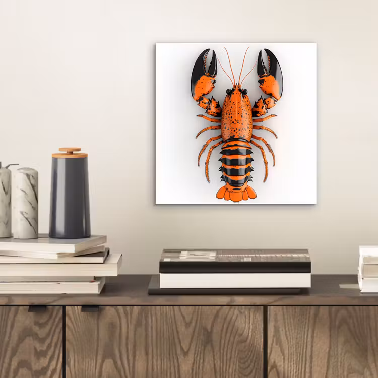 Kreeft - Zwart - Oranje - Wit - Uniek aluminium wit klein -sfeer1