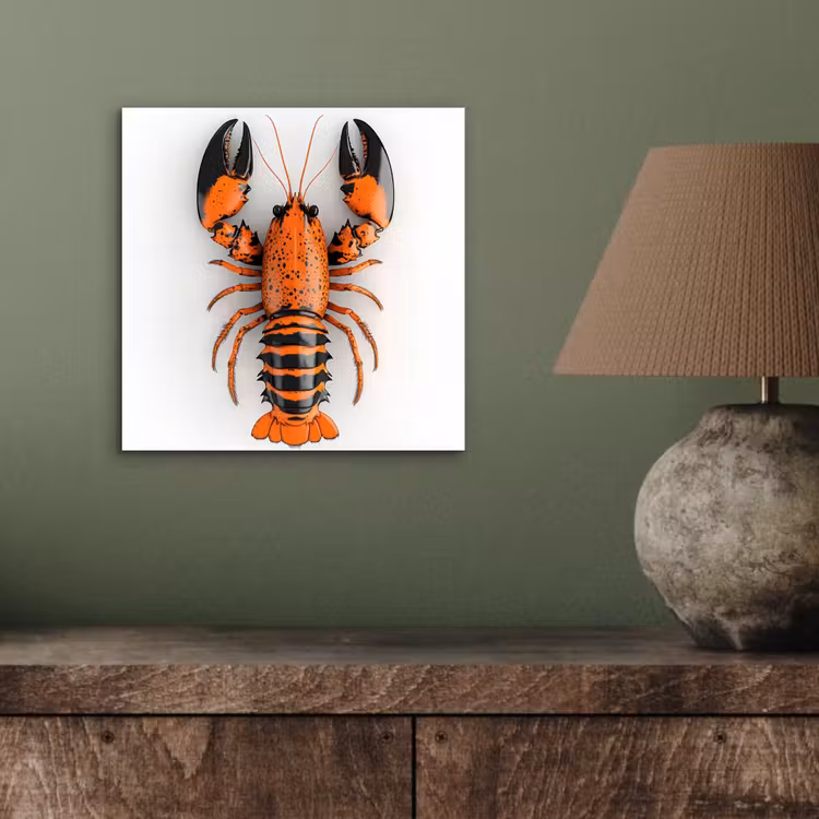 Kreeft - Zwart - Oranje - Wit - Uniek aluminium wit klein -sfeer2