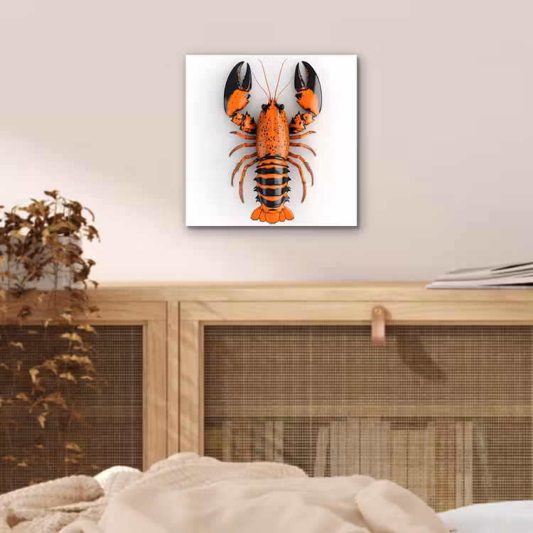 Kreeft - Zwart - Oranje - Wit - Uniek aluminium wit klein -sfeer3
