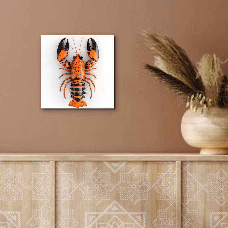 Kreeft - Zwart - Oranje - Wit - Uniek aluminium wit klein -sfeer4