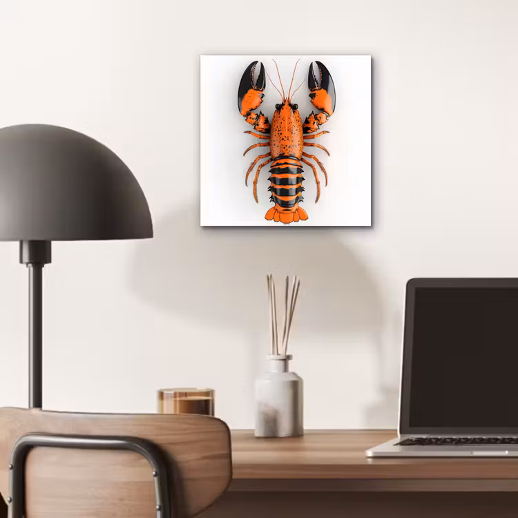 Kreeft - Zwart - Oranje - Wit - Uniek aluminium wit klein -sfeer5