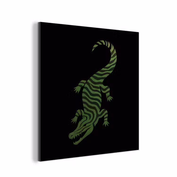 Krokodil - Groen - Tijgerachtig - Strepen aluminium wit klein -3d