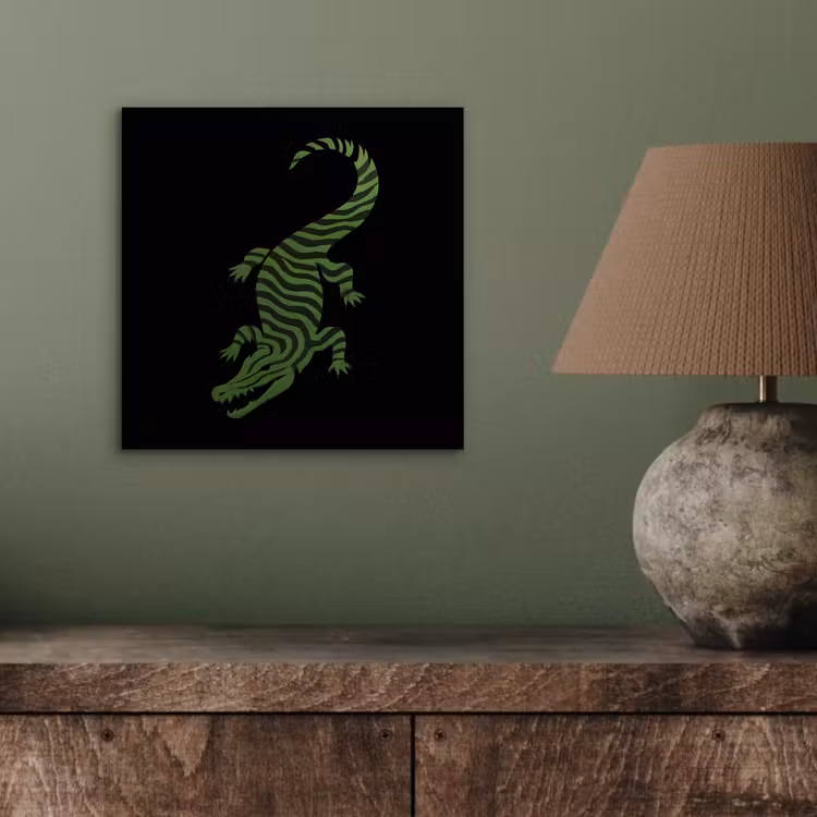 Krokodil - Groen - Tijgerachtig - Strepen aluminium wit klein -sfeer2