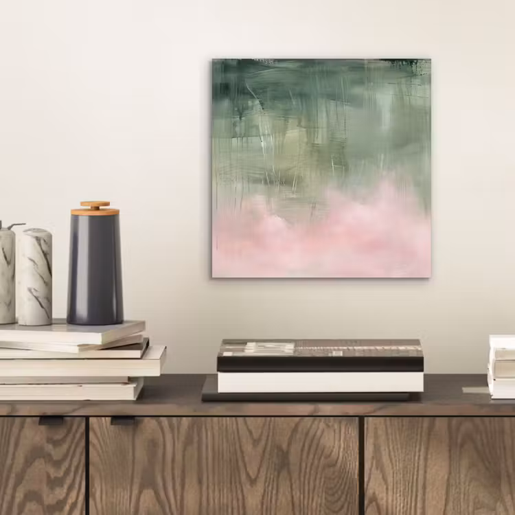 Kunst - Abstract - Modern - Groen - Roze aluminium wit klein -sfeer1
