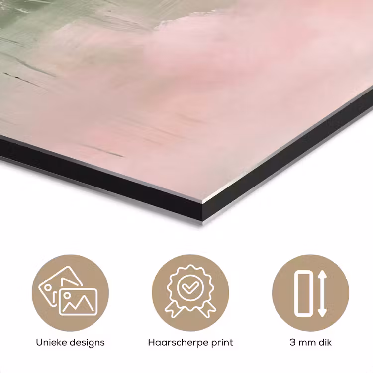 Kunst - Abstract - Modern - Groen - Roze aluminium wit klein -closeup_NL