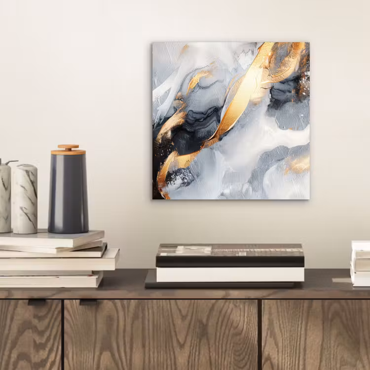 Kunst - Goud - Luxe - Abstract - Modern aluminium wit klein -sfeer1