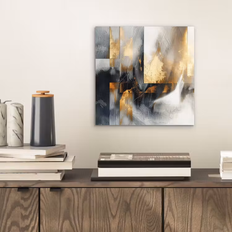 Kunst - Goud - Zilver - Abstract aluminium wit klein -sfeer1
