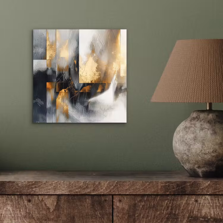 Kunst - Goud - Zilver - Abstract aluminium wit klein -sfeer2