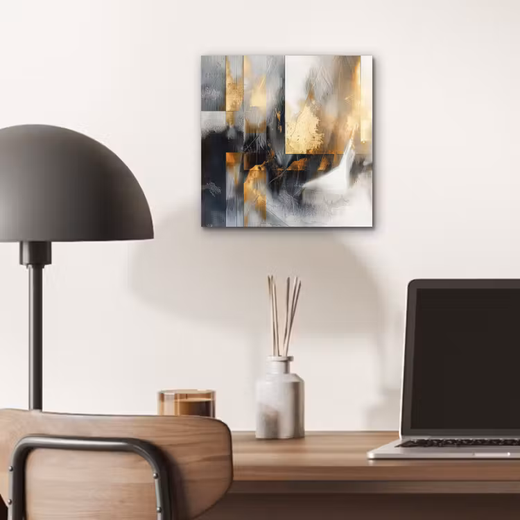 Kunst - Goud - Zilver - Abstract aluminium wit klein -sfeer5
