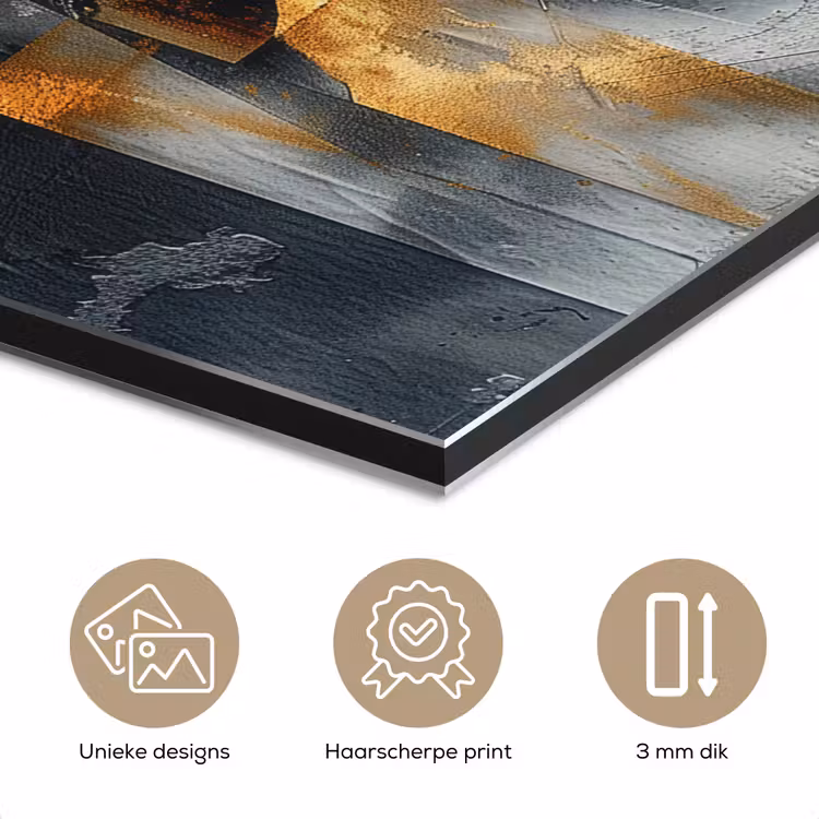 Kunst - Goud - Zilver - Abstract aluminium wit klein -closeup_NL