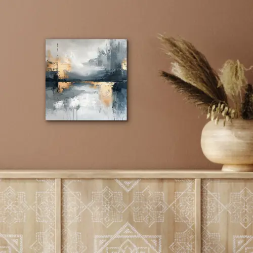 Kunst - Grijs - Goud - Abstract aluminium wit klein -sfeer4