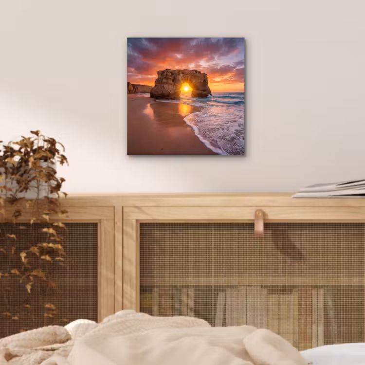 Kust - Rots - Zonsondergang - Zee - Natuur aluminium wit klein -sfeer3