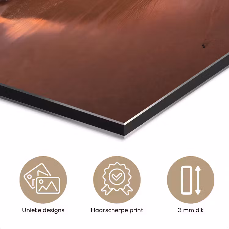 Kust - Rots - Zonsondergang - Zee - Natuur aluminium wit klein -closeup_NL