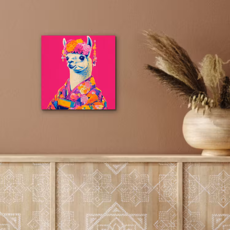 Lama - Kimono - Bloemenkrans - Felroze aluminium wit klein -sfeer4