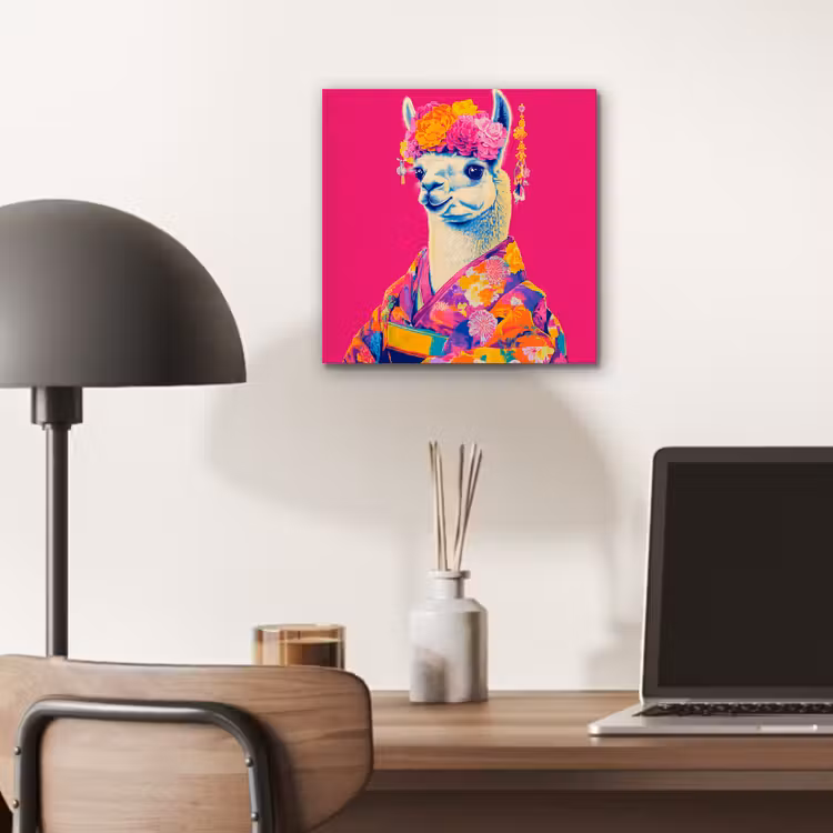 Lama - Kimono - Bloemenkrans - Felroze aluminium wit klein -sfeer5