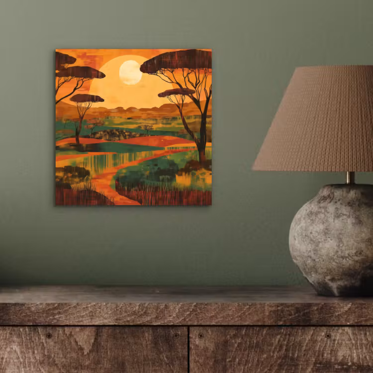 Landschap - Afrikaans - Zon aluminium wit klein -sfeer2