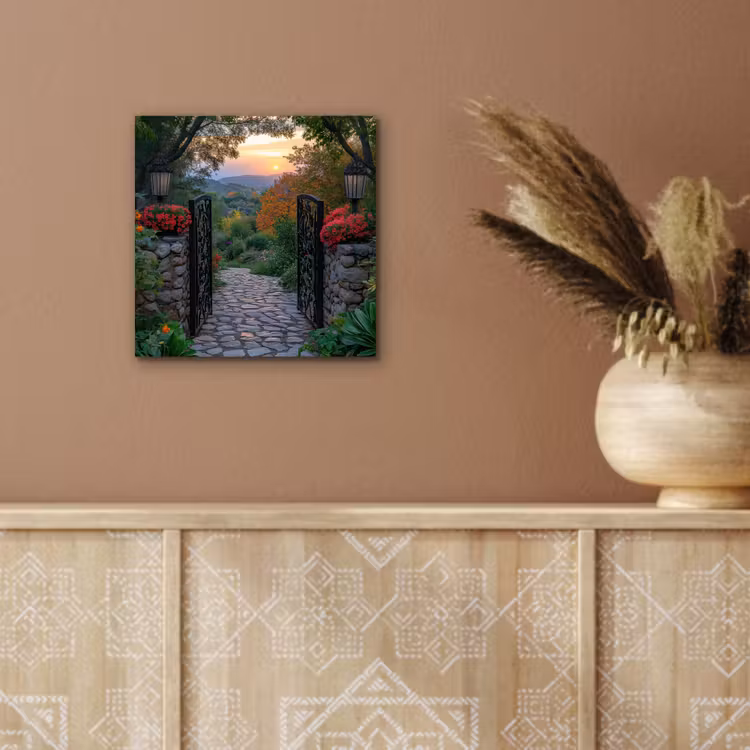 Landschap - Hek - Pad - Zonsondergang - Natuur aluminium wit klein -sfeer4