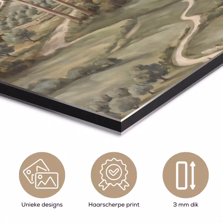 Landschap - Heuvels - Zandpad - Groen aluminium wit klein -closeup_NL