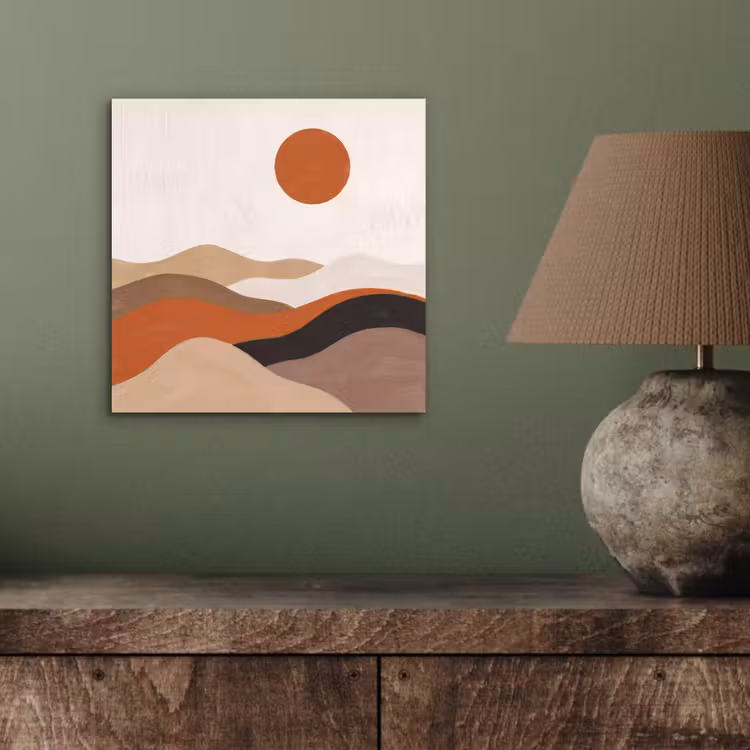 Landschap - Heuvels - Zon - Abstract - Oranje aluminium wit klein -sfeer2