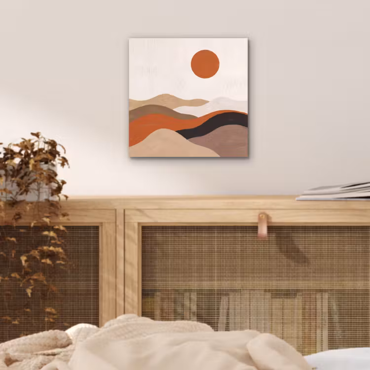 Landschap - Heuvels - Zon - Abstract - Oranje aluminium wit klein -sfeer3