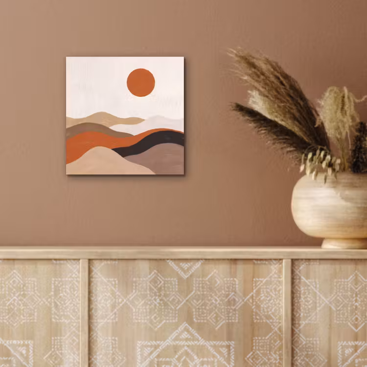 Landschap - Heuvels - Zon - Abstract - Oranje aluminium wit klein -sfeer4