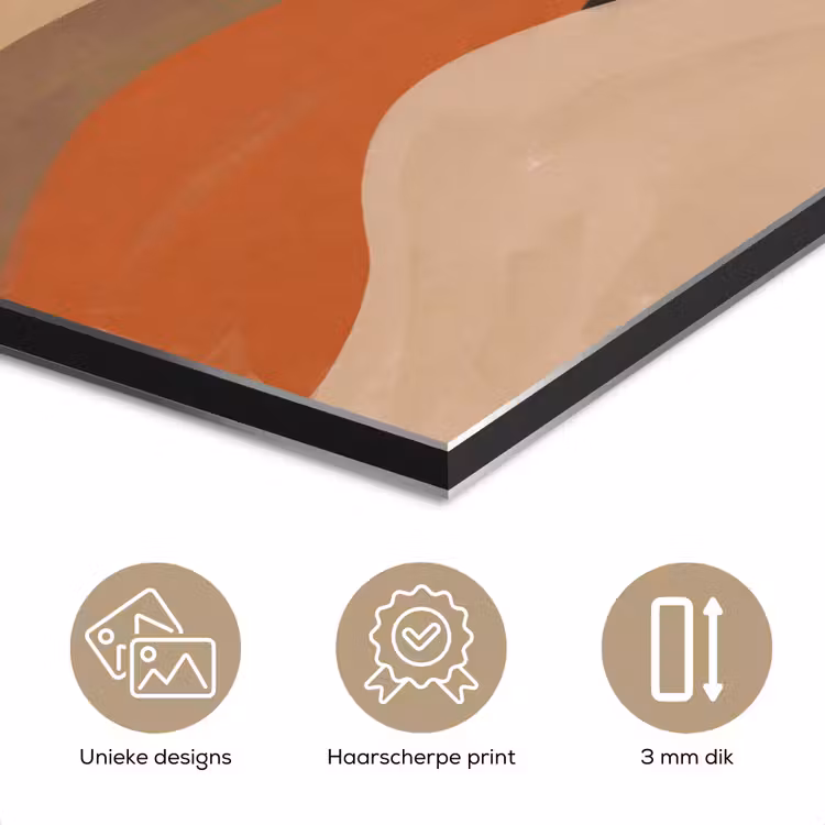 Landschap - Heuvels - Zon - Abstract - Oranje aluminium wit klein -closeup_NL