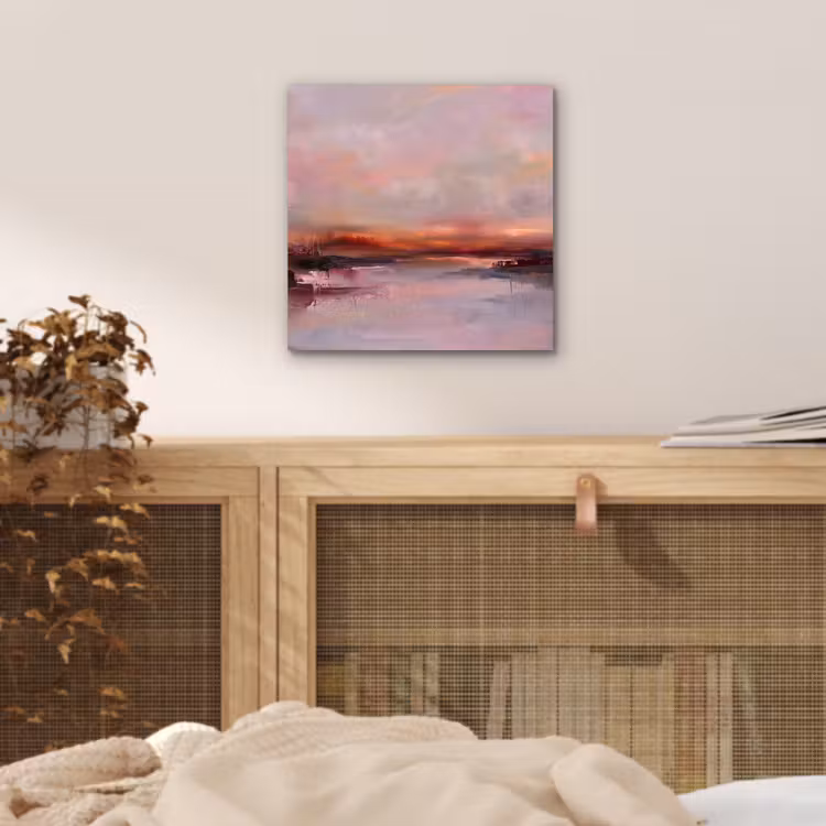 Landschap - Zonsondergang - Abstract - Modern - Roze aluminium wit klein -sfeer3