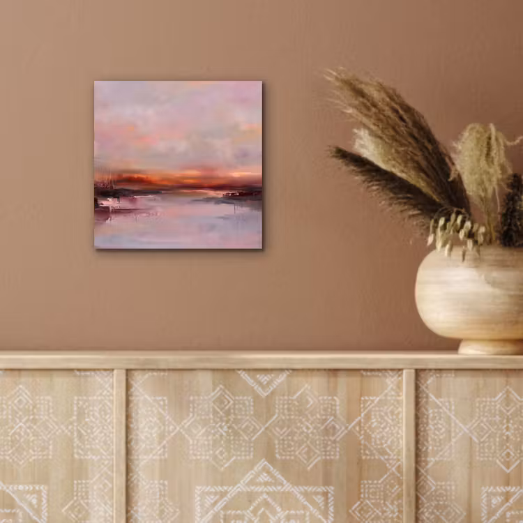 Landschap - Zonsondergang - Abstract - Modern - Roze aluminium wit klein -sfeer4
