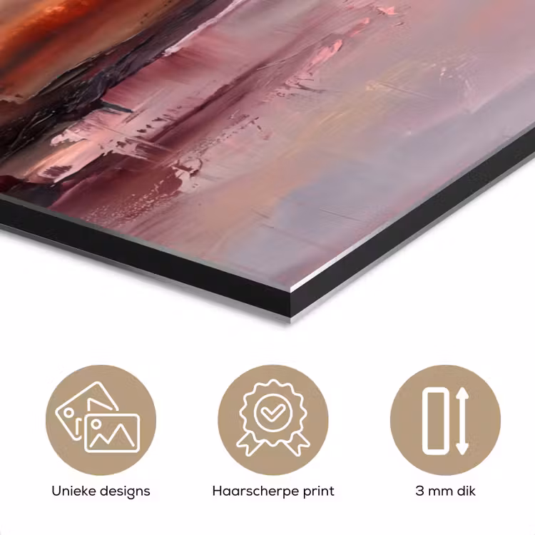 Landschap - Zonsondergang - Abstract - Modern - Roze aluminium wit klein -closeup_NL
