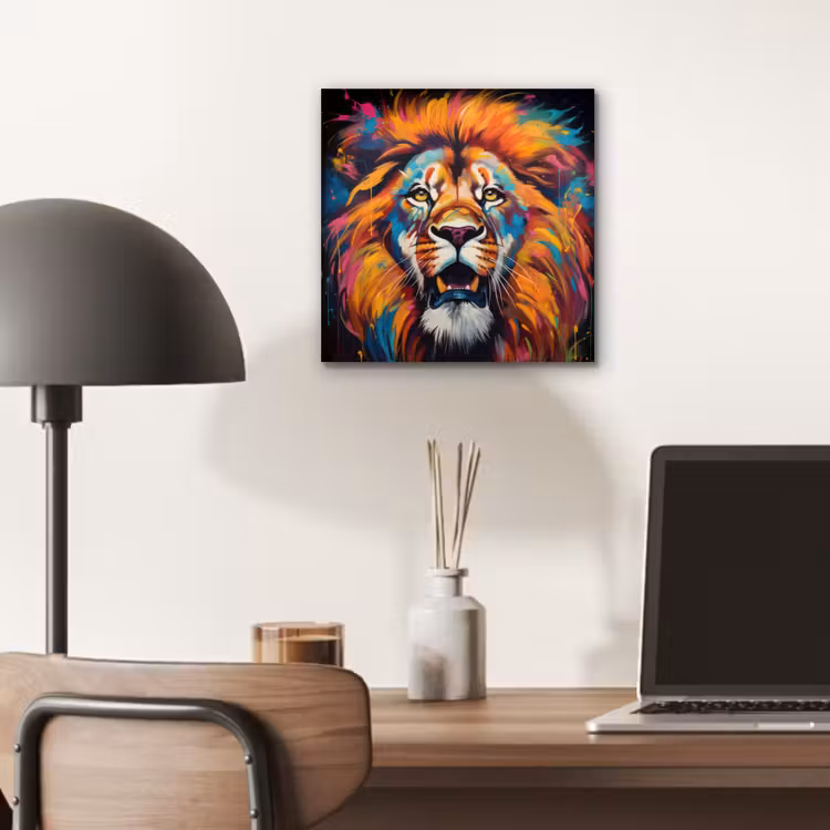 Leeuw - Graffiti - Dieren - Zwart aluminium wit klein -sfeer5