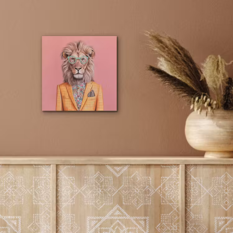 Leeuw - Pak - Geruit - Bril aluminium wit klein -sfeer4