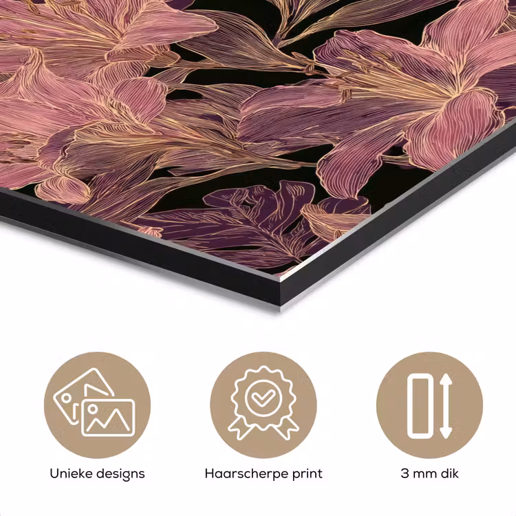 Lelies - Patroon - Paars - Goud aluminium wit klein 46 -closeup_NL