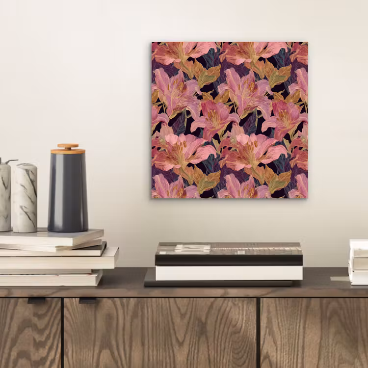 Lelies - Patroon - Roze - Goud aluminium wit klein 46 -sfeer1