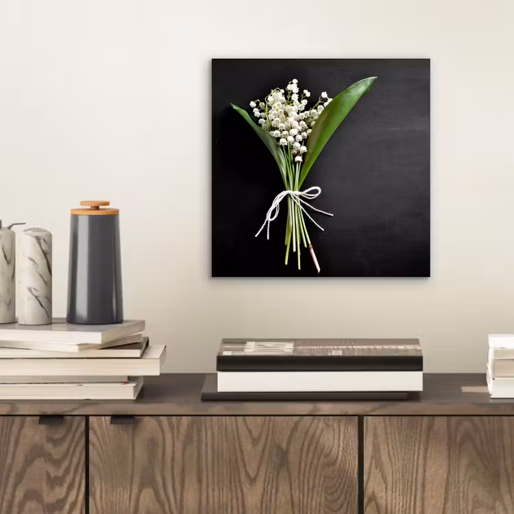 Lelietjes van dalen - Bloemen - Stilleven - Flora aluminium wit klein -sfeer1