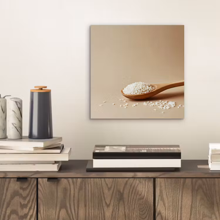 Lepel - Rijst - Hout - Beige aluminium wit klein -sfeer1